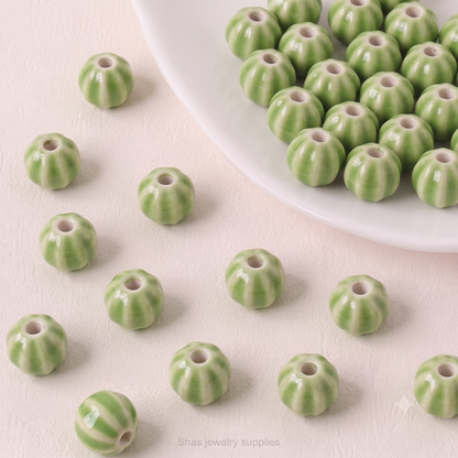 PCB12 Watermelon Ceramic Bead ( 1 pc ) Porcelian Ceramic