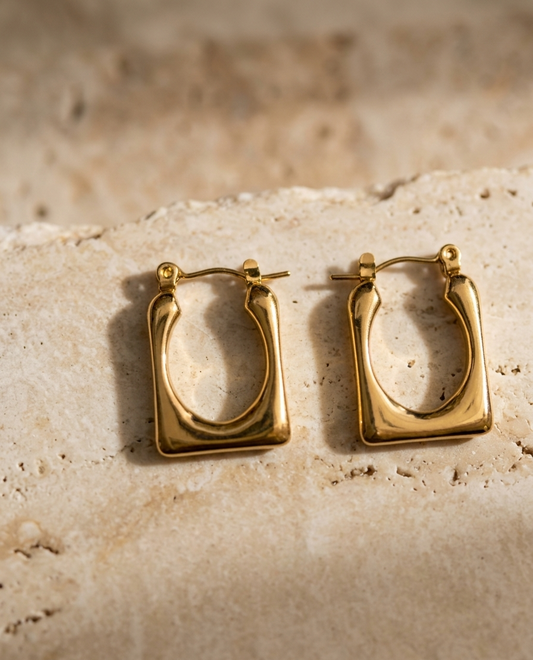 ESJ17C CHUNKY U FRAME HOOPS - 18K GOLD PVD plated 316 stainless steel - Anti tarnish
