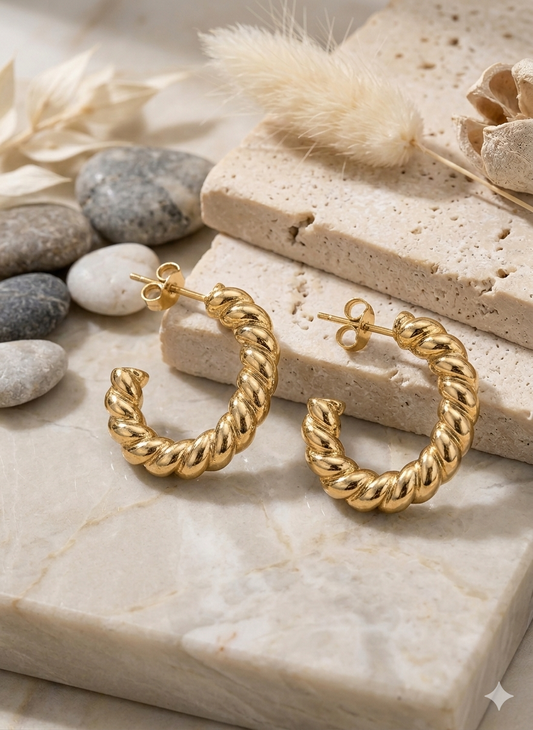 ESJ16G AURA TWIST Earrings - 18K GOLD PVD plated 316 stainless steel - Anti tarnish