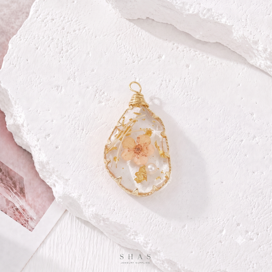 RFC03A Pink Resin Flower Pendant Charm ( 1 pc )