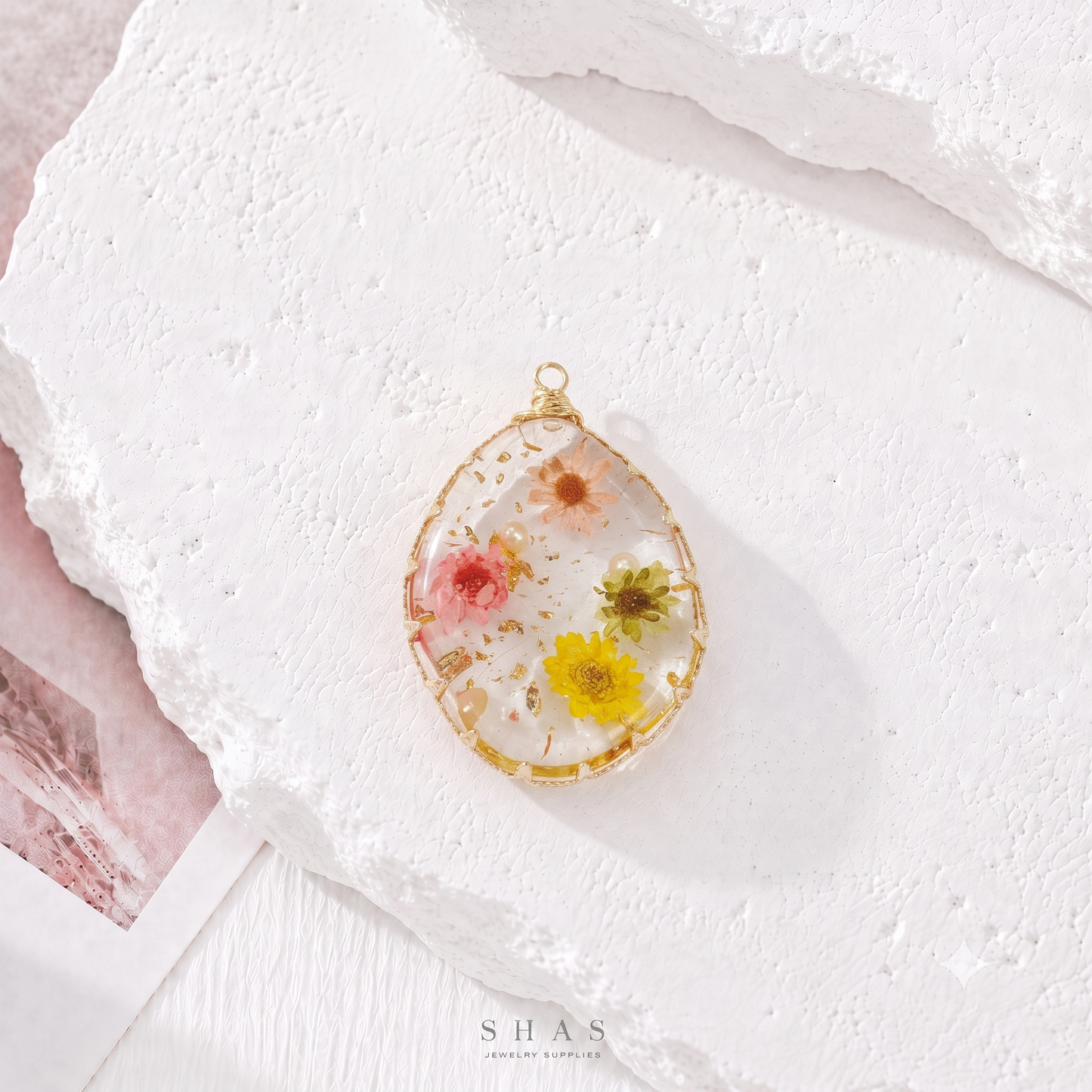 RFC03C Mixed Resin Flower Pendant Charm ( 1 pc )