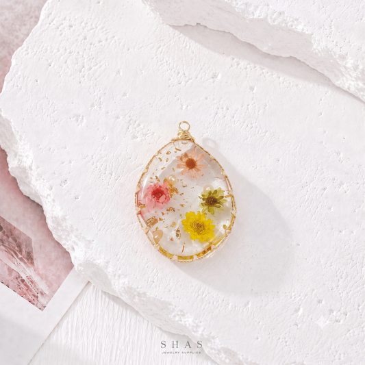 RFC03C Mixed Resin Flower Pendant Charm ( 1 pc )