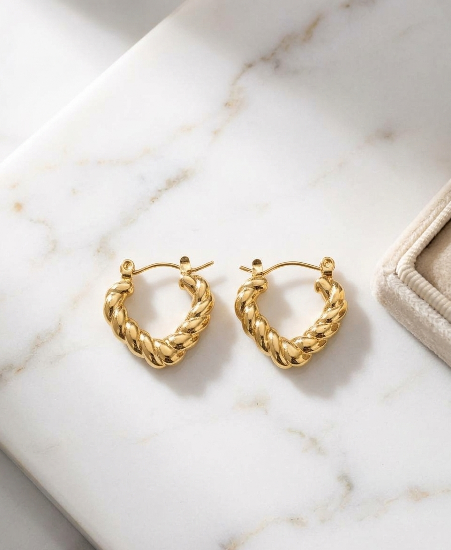 ESJ17G Amelie twist EARRING - 18K GOLD PVD plated 316 stainless steel - Anti tarnish