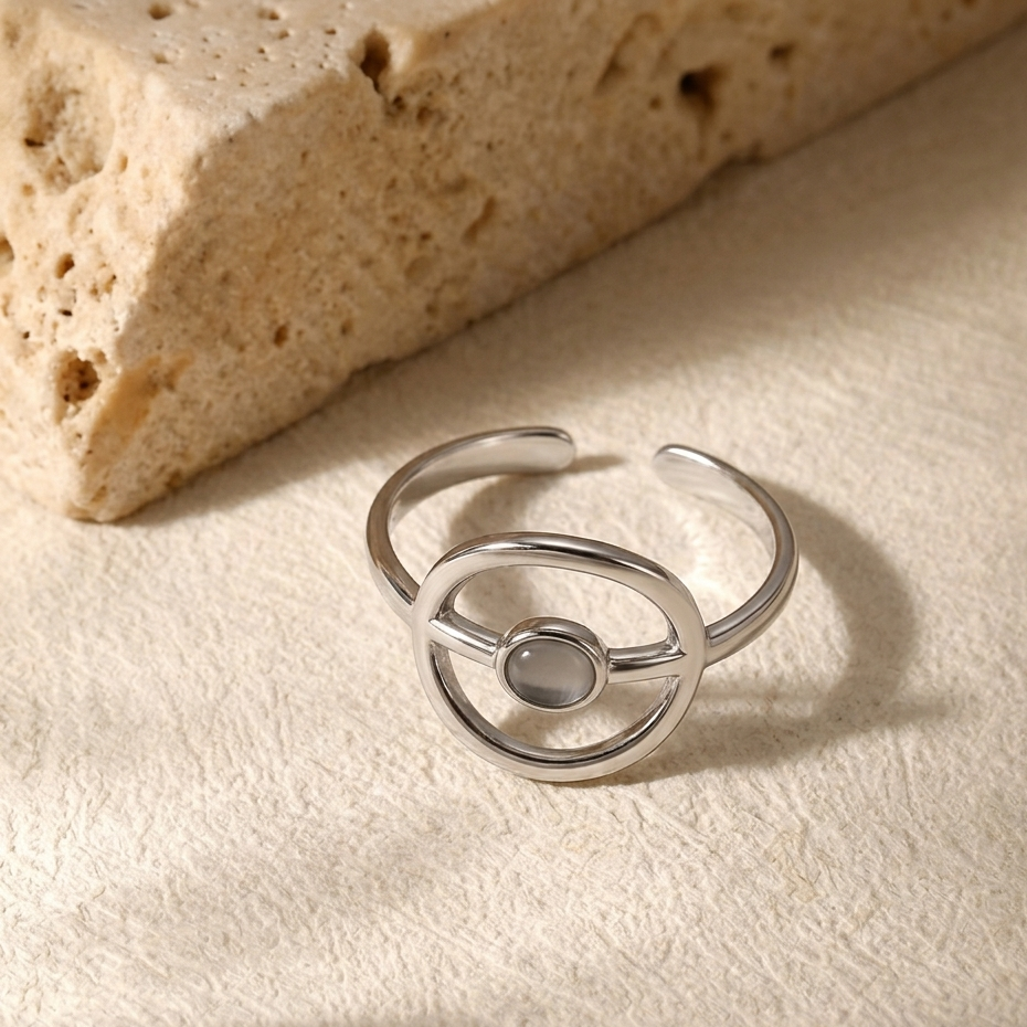 RSJ23E COMBO Adjustable Ring -  SLIVER PVD plated 316  stainless steel - Anti tarnish