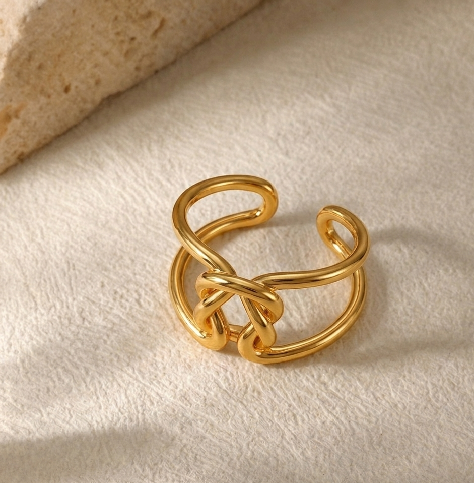 RSJ25B KNOT Adjustable Ring - 18K Gold PVD plated 316  stainless steel - Anti tarnish