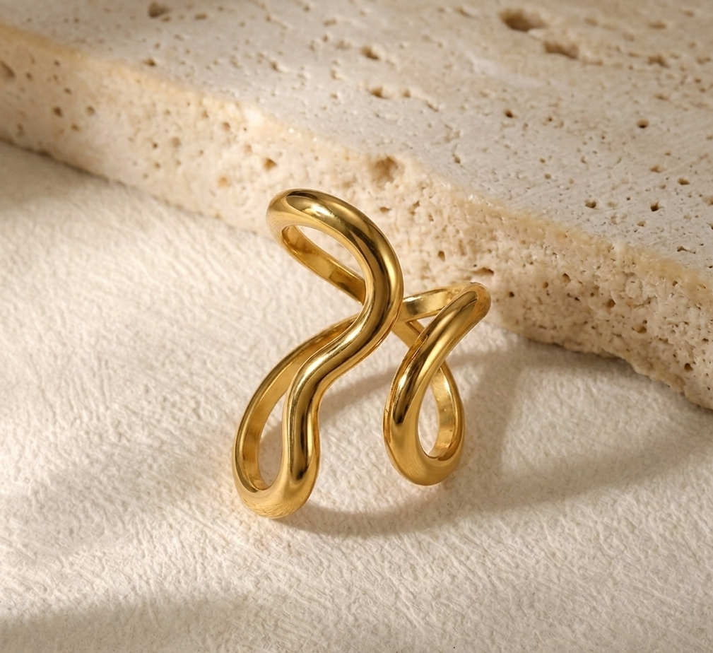 RSJ23C CHUNKY Adjustable Ring -  18k Gold PVD plated 316  stainless steel - Anti tarnish