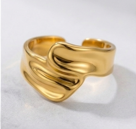 RSJ21A TEXTURED Adjustable Ring -  18k Gold PVD plated 316  stainless steel - Anti tarnish