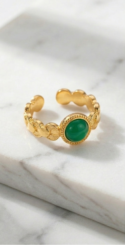 RSJ20F Verdian Crest Adjustable Ring -  18k Gold PVD plated 316  stainless steel - Anti tarnish