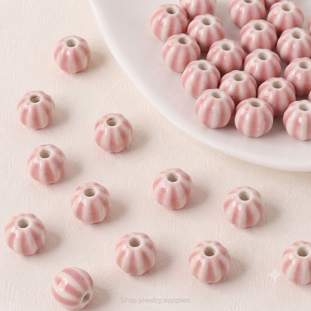 PCB12 Watermelon Ceramic Bead ( 1 pc ) Porcelian Ceramic