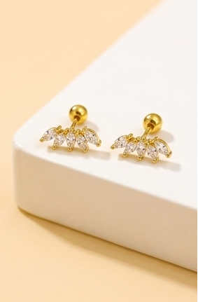 MSJ03J Leaf stud - 18k Gold PVD plated 316 stainless steel - Anti tarnish (1pc)