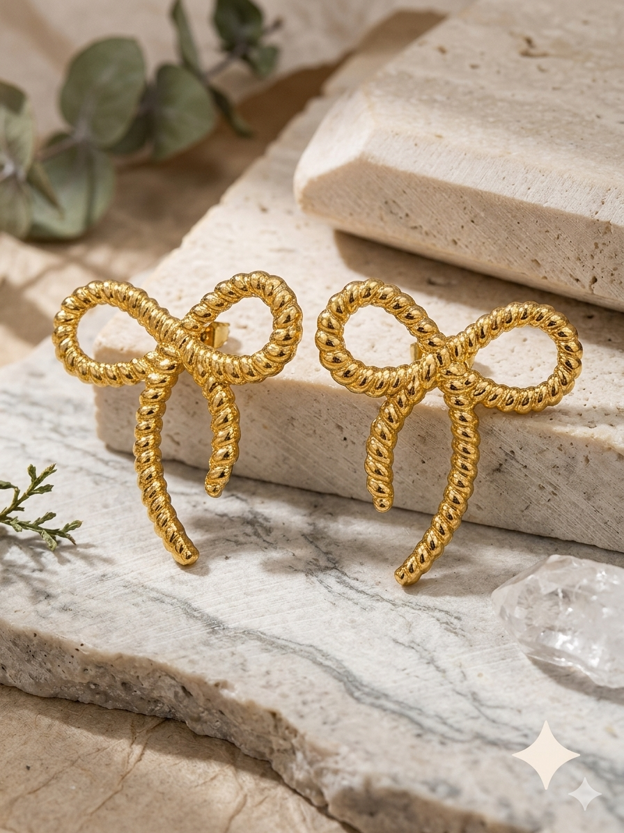 ESJ16B BOW Earrings - 18k Gold PVD plated 316 stainless steel - Anti tarnish