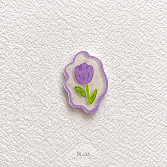 AB117X Purple Tulip Acrylic Cabochon ( 1 pc )