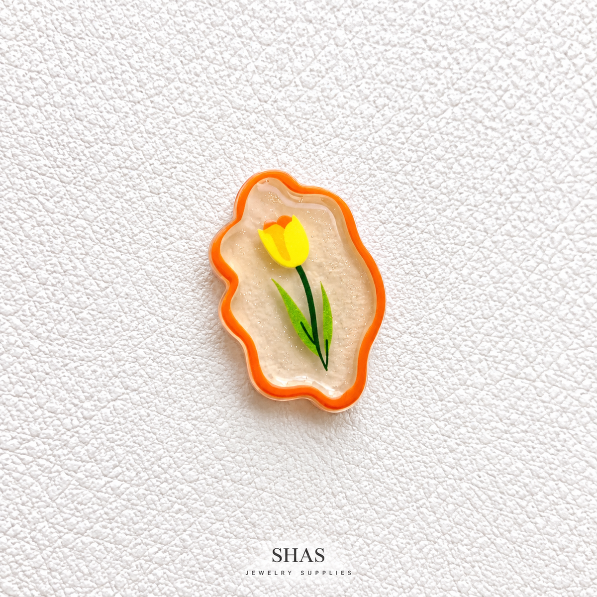AB117J Yellow Tulip Acrylic Cabochon ( 1 pc )