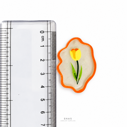 AB117J Yellow Tulip Acrylic Cabochon ( 1 pc )