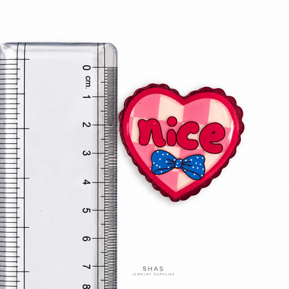 AB117N Nice Heart Acrylic Cabochon ( 1 pc )