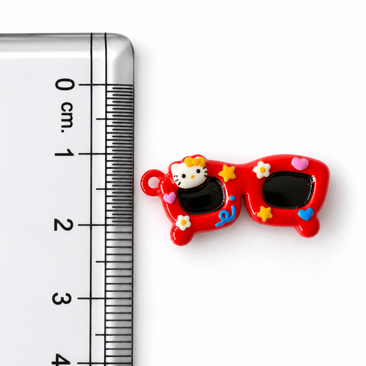 APC04V Red Hello kitty Sunglasses 3D Charm ( 1 PC ) Premium Alloy Printed