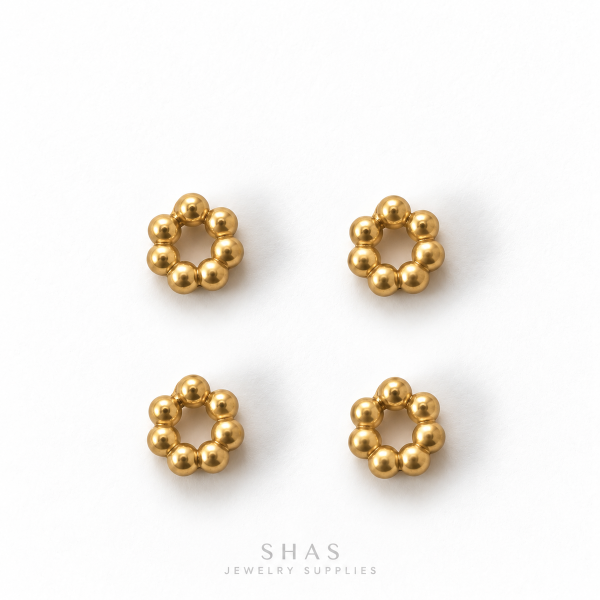 SSB33 Dot Flower Spacer Bead ( 1 pc ) PVD Plated