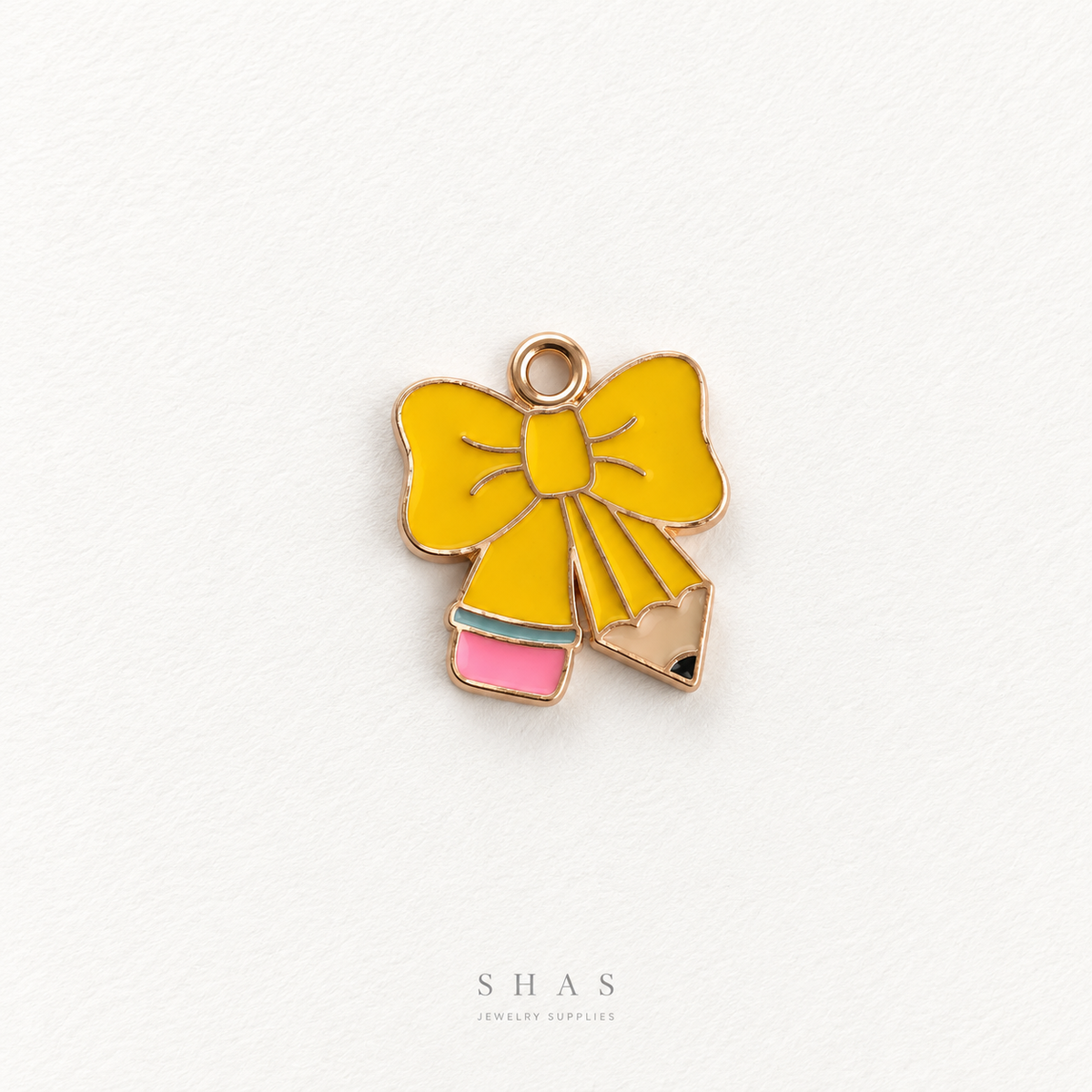 EC09M Bow Pencil Enamel Charm ( 1 pc ) High Quality Shine