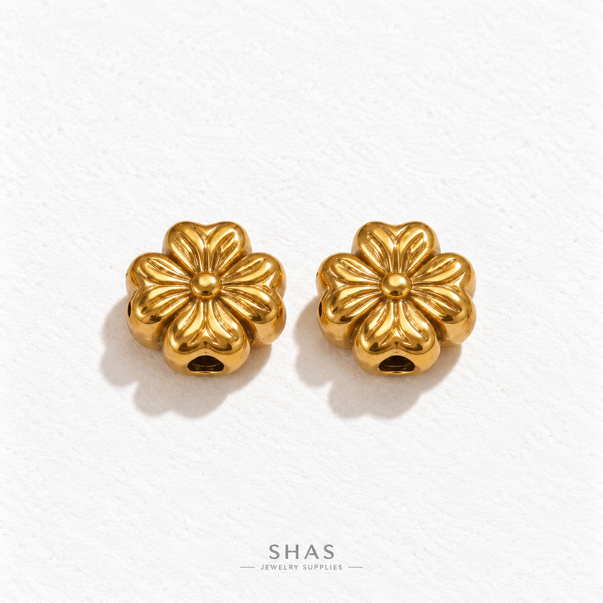 SSB27 Four Petal Flower Spacer Bead ( 1 pc ) PVD Plated