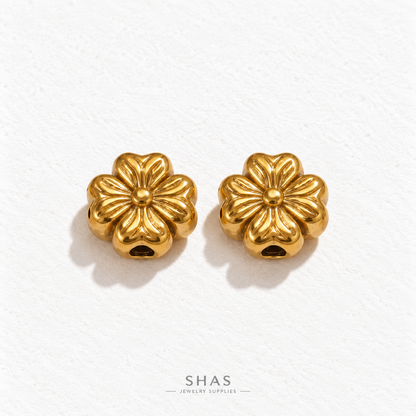 SSB27 Four Petal Flower Spacer Bead ( 1 pc ) PVD Plated