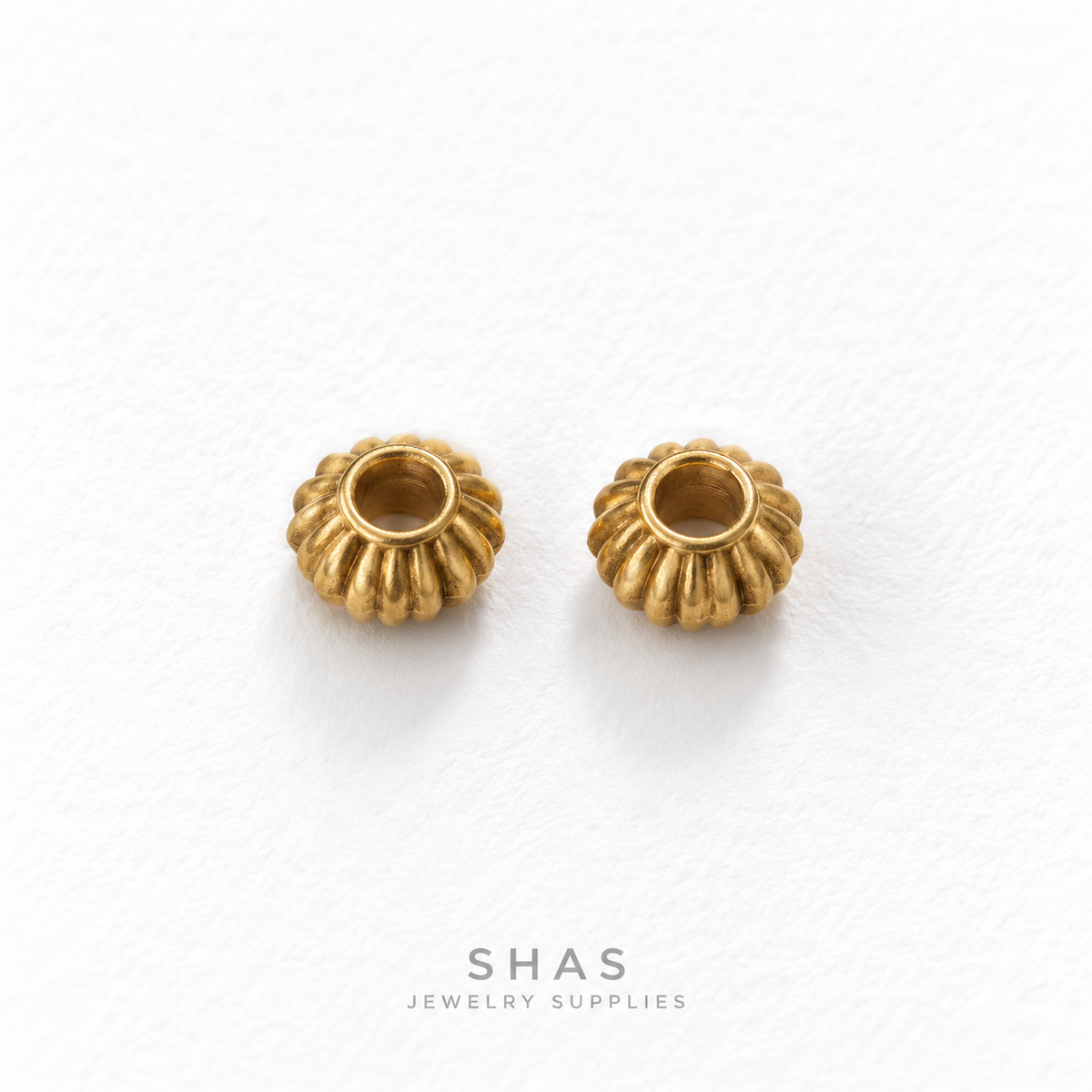 SSB38 Textured Abacus Spacer Bead Gold ( 1 pc ) PVD Plated