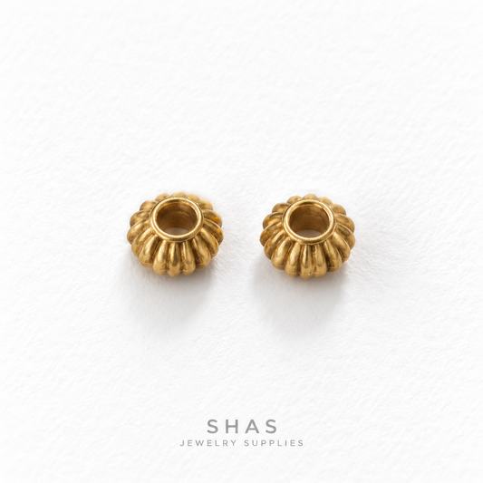 SSB38 Textured Abacus Spacer Bead Gold ( 1 pc ) PVD Plated