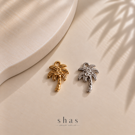 SC22S Palm Tree Charm ( 1 pc ) PVD Plated
