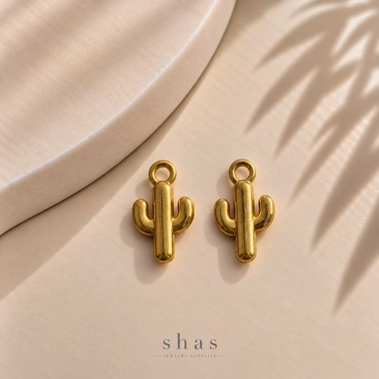 SC23R Cactus Charm 18K Gold ( 1 pc ) PVD Plated