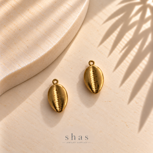 SC24F Cowry Shell Charm 18K Gold ( 1 pc ) PVD Plated