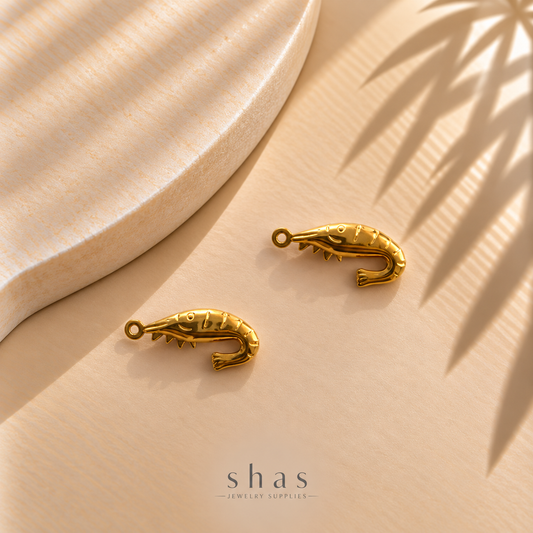 SC24J Shrimp Charm 18K Gold ( 1 pc ) PVD Plated