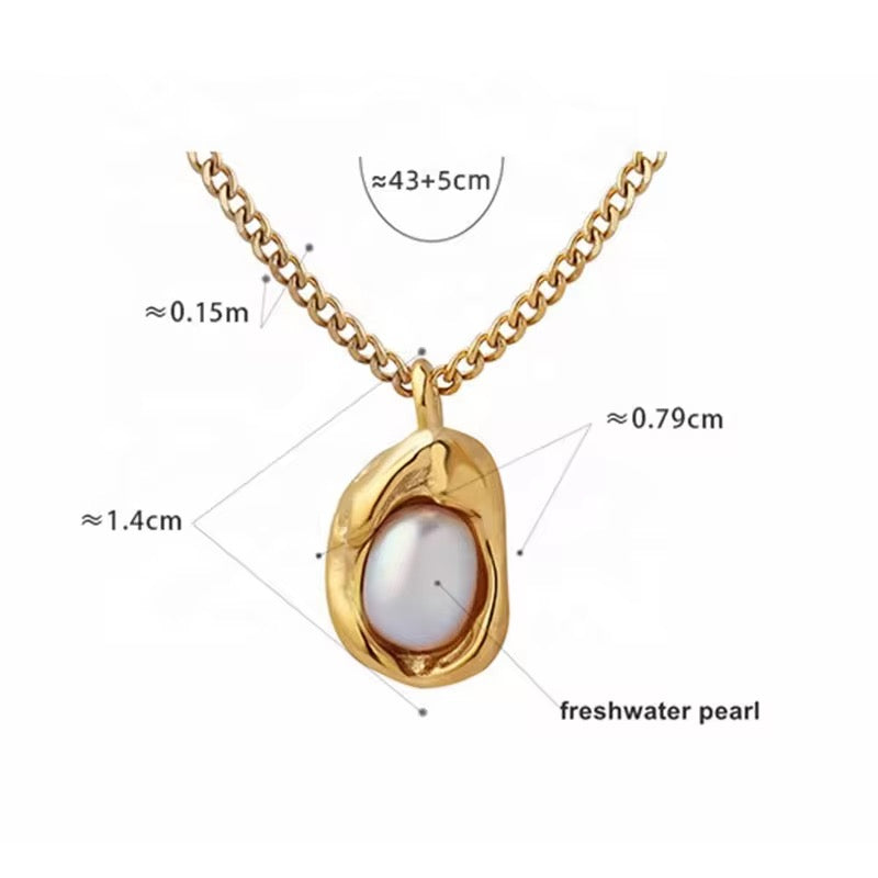 SJ 372 Elegant Pearl Necklace - 18k gold PVD plated stainless steel - Anti tarnish