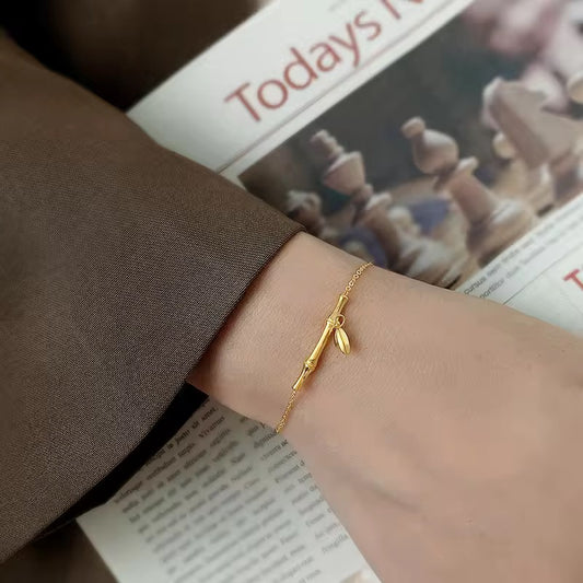 SJ 374 Bamboo Modern Bracelet - 18k gold PVD plated stainless steel - Anti tarnish - Wholesale