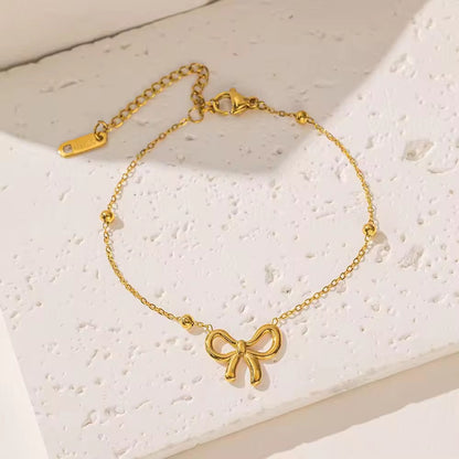 BSJ27A Bow dainty Bracelet - 18k gold PVD plated stainless steel - Anti tarnish - Wholesale