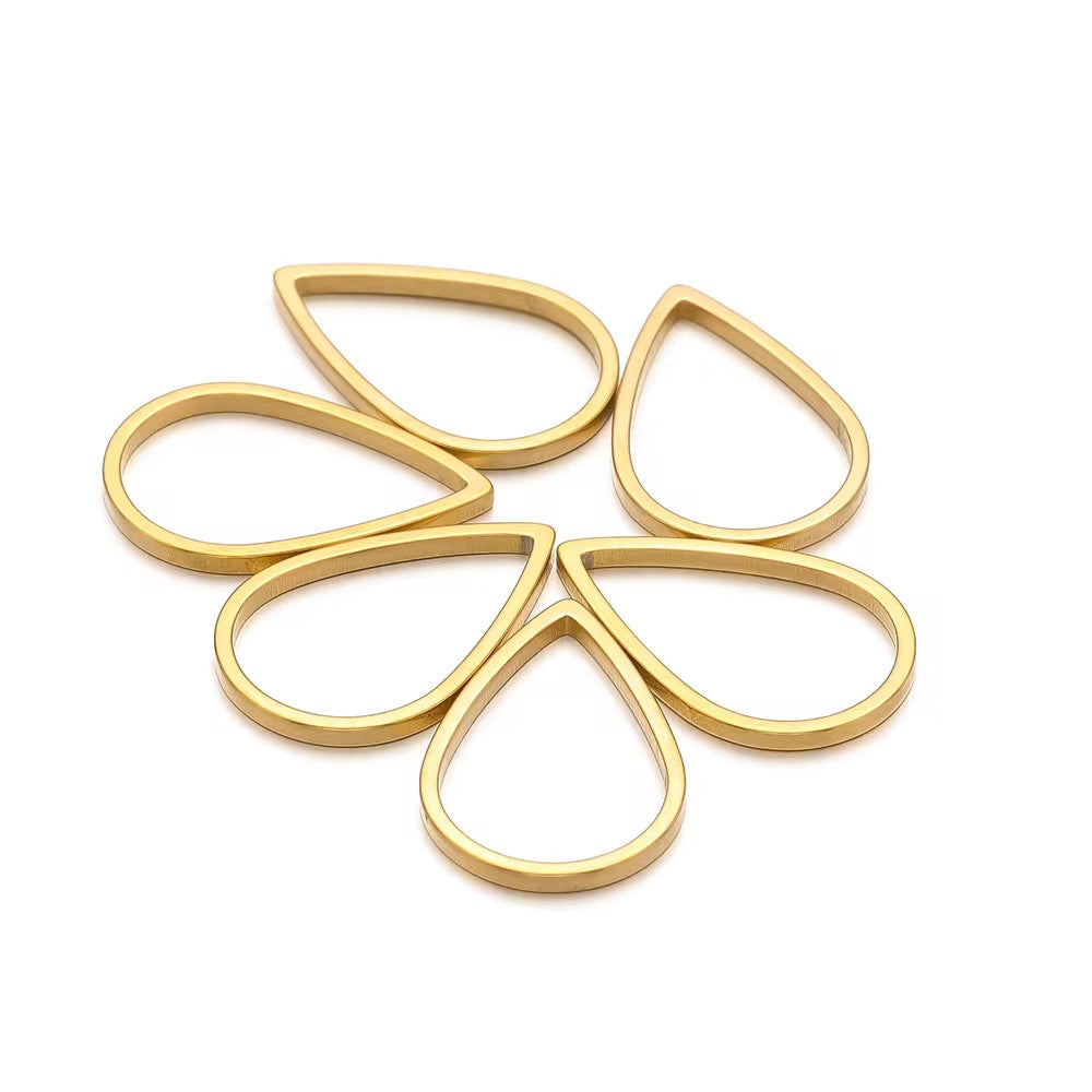 SC17D Teardrop Hollow bezel 18k gold PVD 316 Stainless steel ( 1 pc ) Anti tarnish