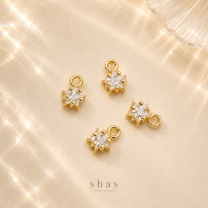 GPC14C Star Zircon charm 14k gold plated ( 1 pc ) Anti tarnish