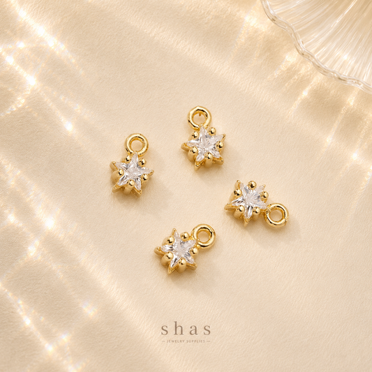 GPC14C Star Zircon charm 14k gold plated ( 1 pc ) Anti tarnish