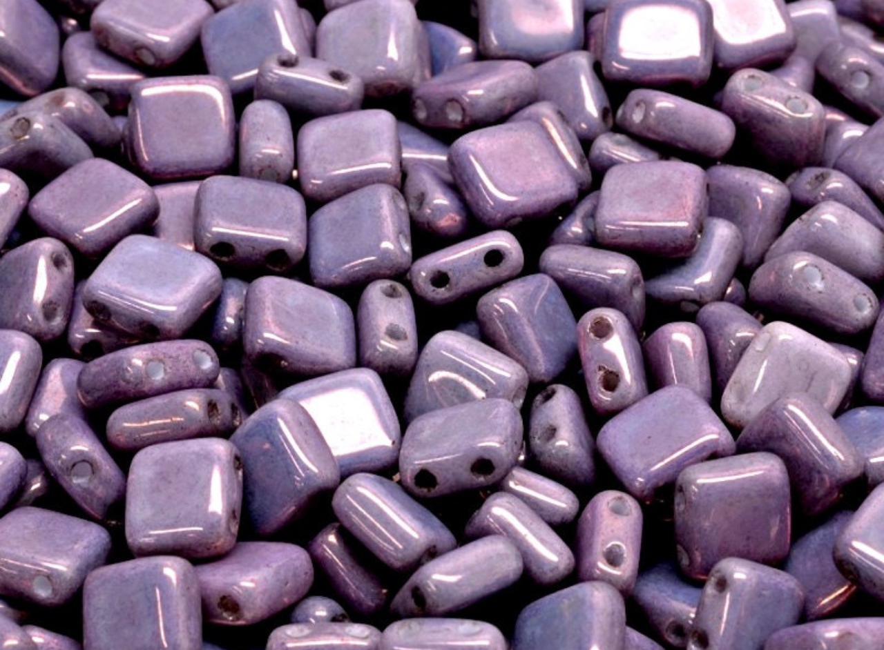 GB32 Two Hole pressed Czechmates Glass Tile Beads Opaque(1PC)
