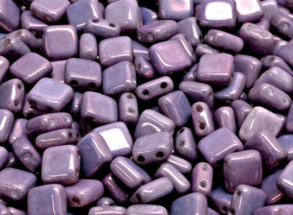 GB32 Two Hole pressed Czechmates Glass Tile Beads Opaque(1PC)