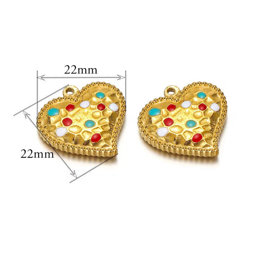 SS 2557 Heart charm 18k gold plated stainless steel ( 1 piece ) Anti tarnish