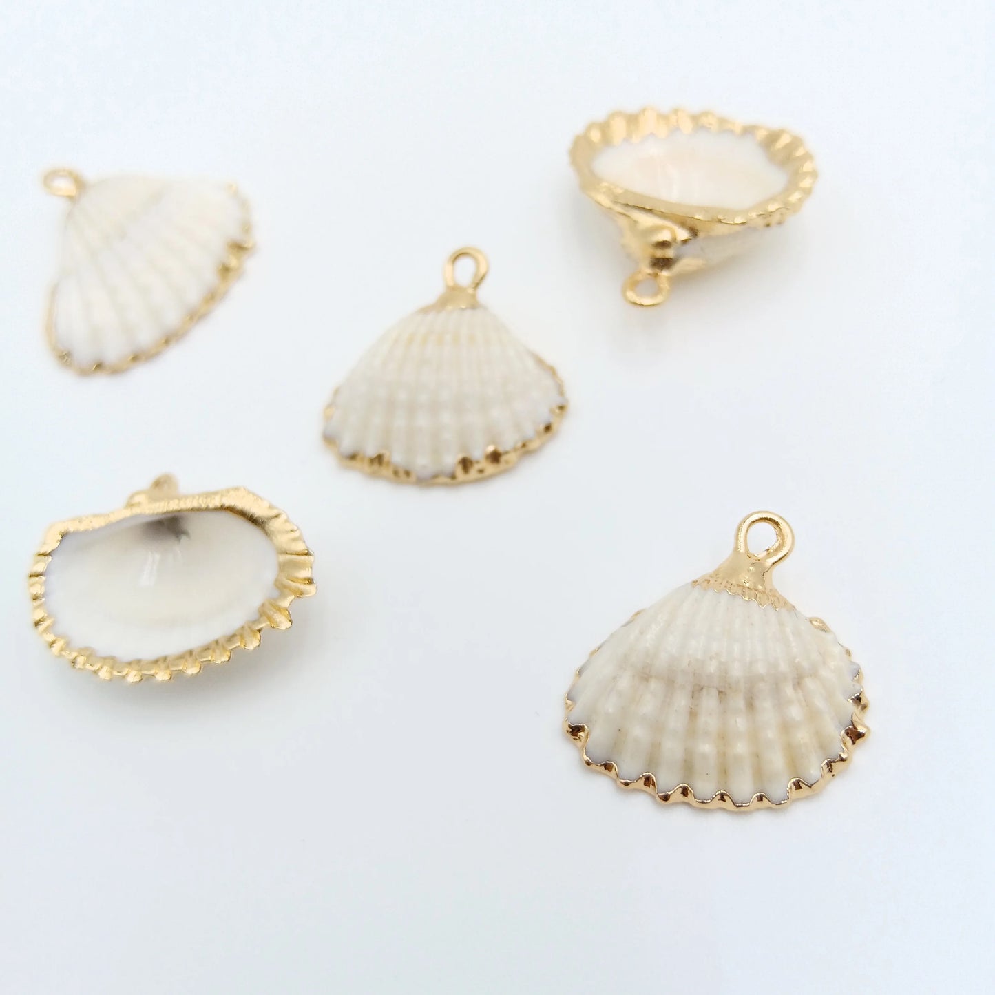 SC 02 White shell 18k gold plated charm ( 1 pc ) - anti tarnish