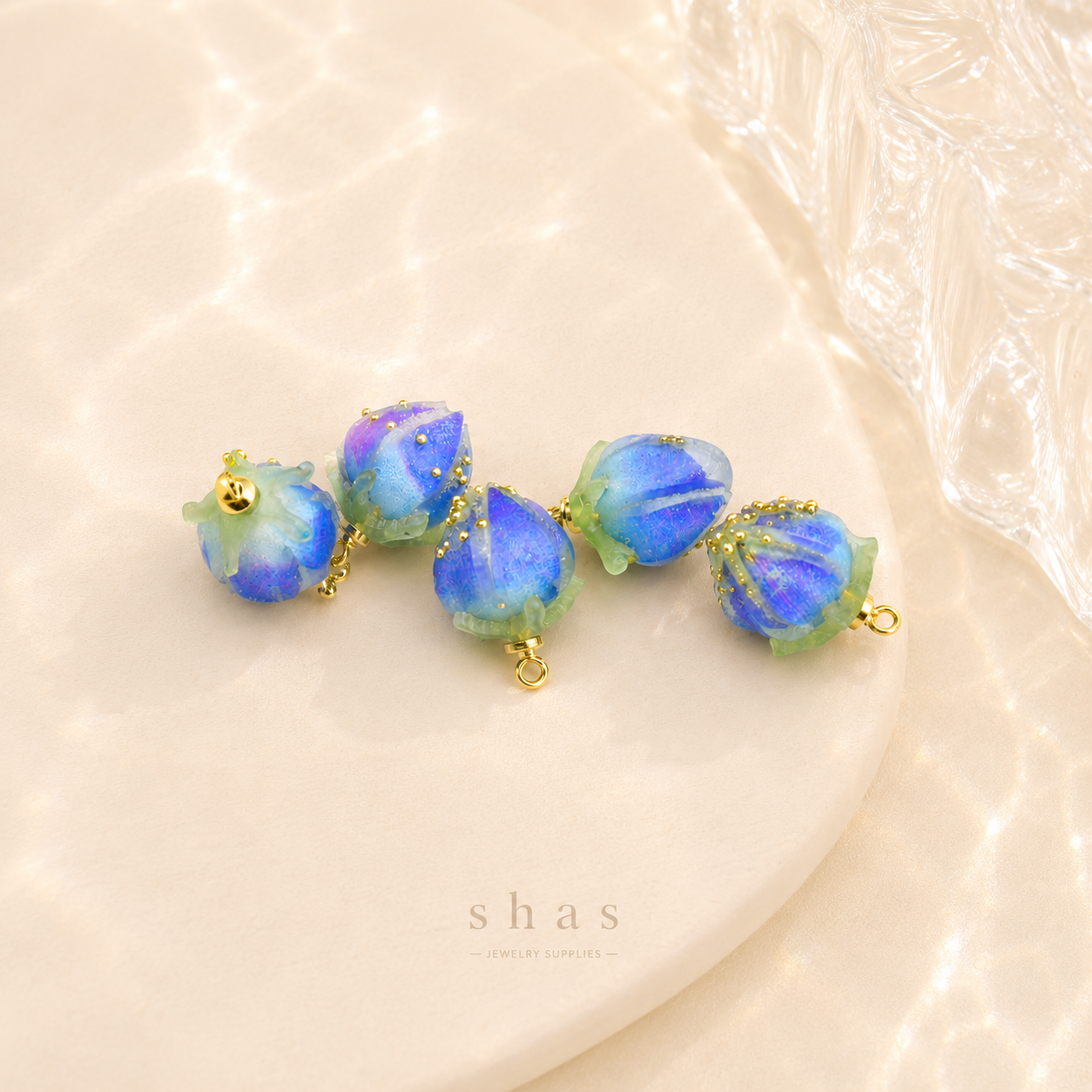 GPC07A Blue Rose charm ( 1 pc ) Anti tarnish