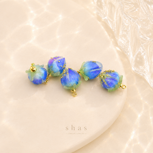 GPC07A Blue Rose charm ( 1 pc ) Anti tarnish