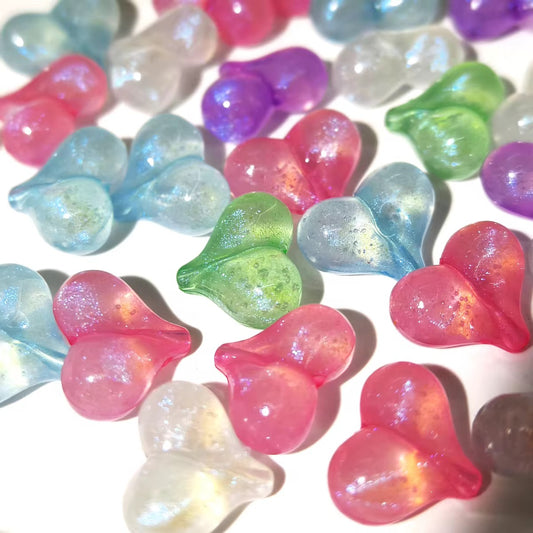 BBB 073 luminous peach shaped Heart Acrylic bead ( 1 pc )