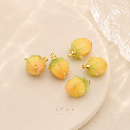 GPC14L Yellow Rose charm ( 1 pc ) Anti tarnish