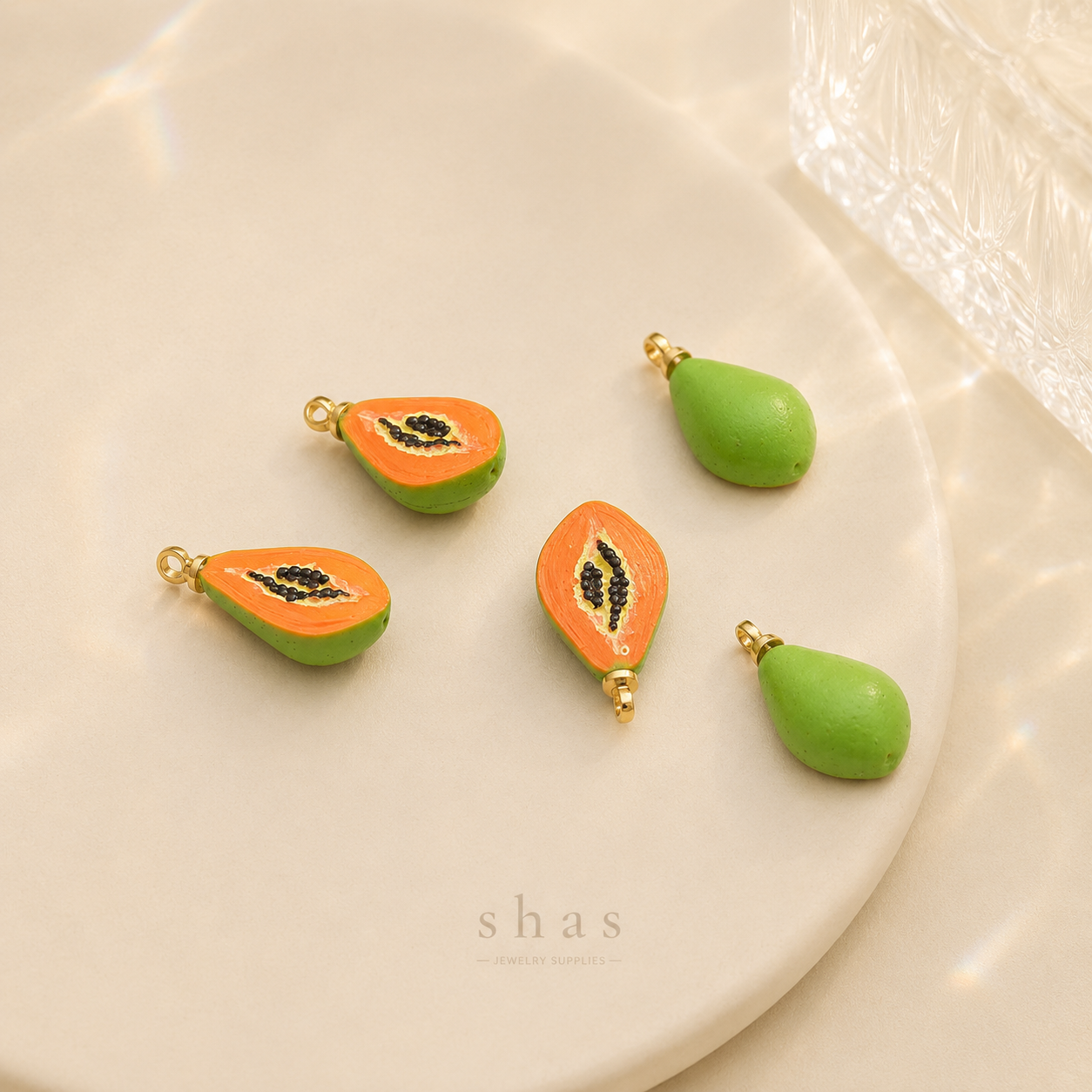 GPC06A Papaya Fruit charm ( 1 pc ) Anti tarnish