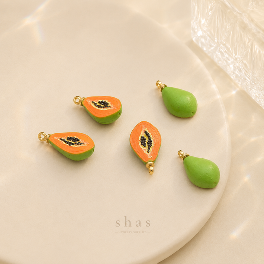 GPC06A Papaya Fruit charm ( 1 pc ) Anti tarnish