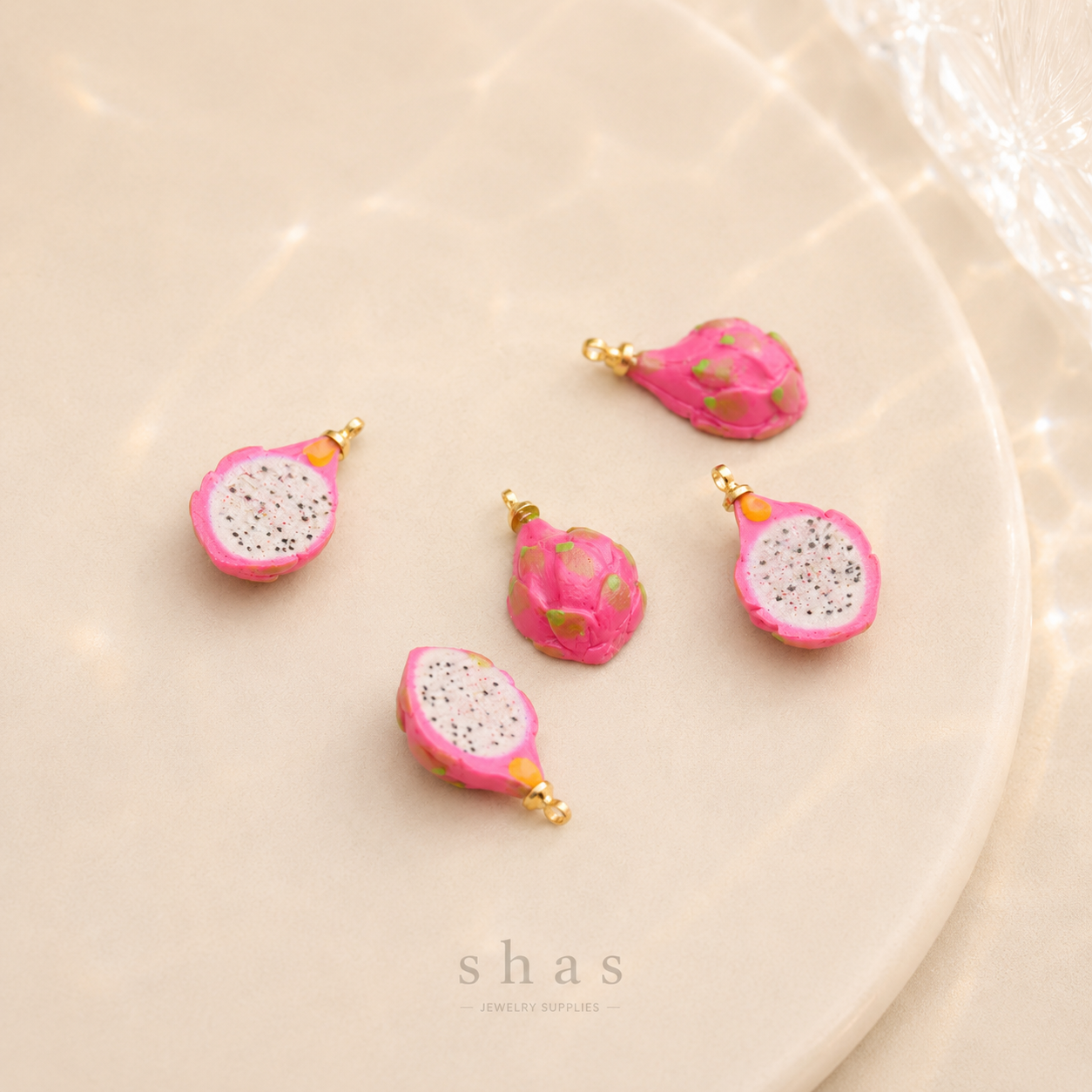 GPC14P Half Dragon Fruit charm ( 1 pc ) Anti tarnish