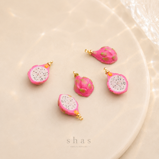 GPC14P Half Dragon Fruit charm ( 1 pc ) Anti tarnish