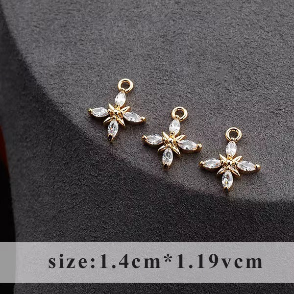 CZ 1170 Floral zircon charm 18k gold plated ( 1 pc ) Anti tarnish