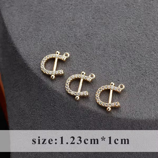 CZ 1169 Horse Shoe zircon charm 18k gold plated ( 1 pc ) - anti tarnish